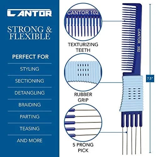 Cantor Hair Comb Set 2 Pack, Stainless Steel, All Hair Types | Anti Static & Heat Resistant thumbnail 2