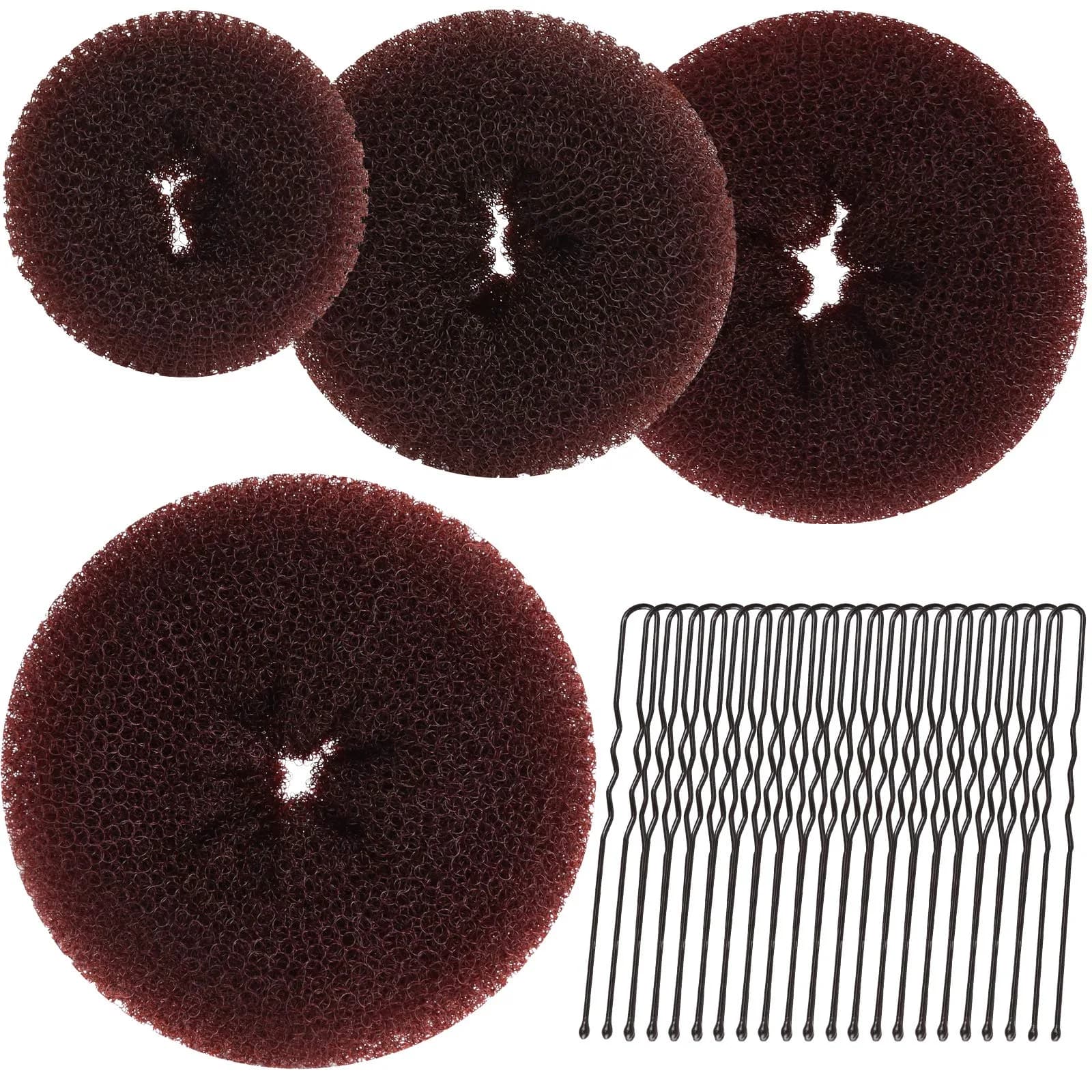 Teenitor Hair Bun Maker Set with Bobby Pins, 4 Sizes Light Brown | Sleek Ballet Buns for Kids & Adults — B-Brown