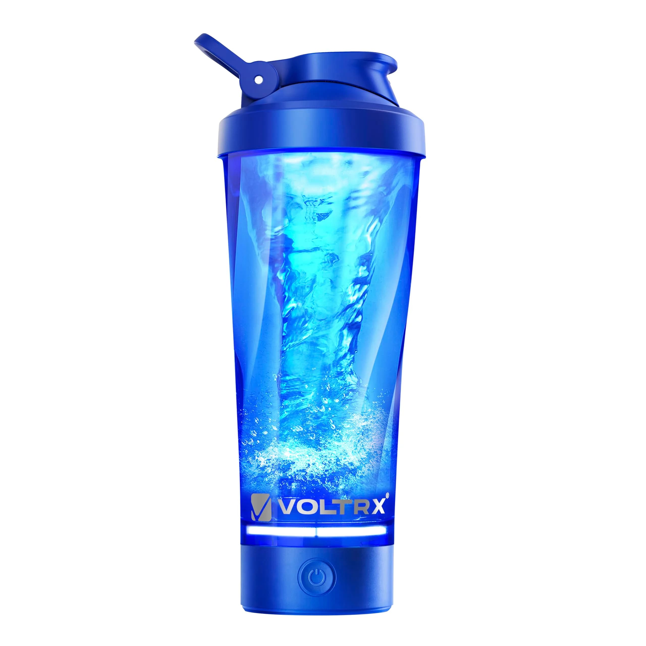 VOLTRX Premium Electric Protein Shaker Bottle 600ml (20 fl oz) | Vortex Portable Mixer Cup with USB Rechargeable Battery — Blue