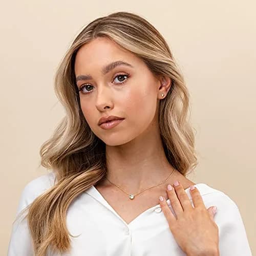 PAVOI Gold Necklace Dainty Solitaire Pendant 18 Inches | Cubic Zirconia, 14K Gold Plated, Yellow Gold thumbnail 3
