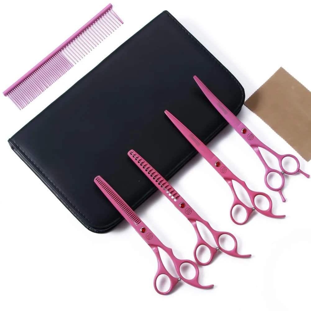 Moontay Dog Grooming Scissors Set, 7 Inch/8 Inch | Professional Shears for Pet Grooming — Pink