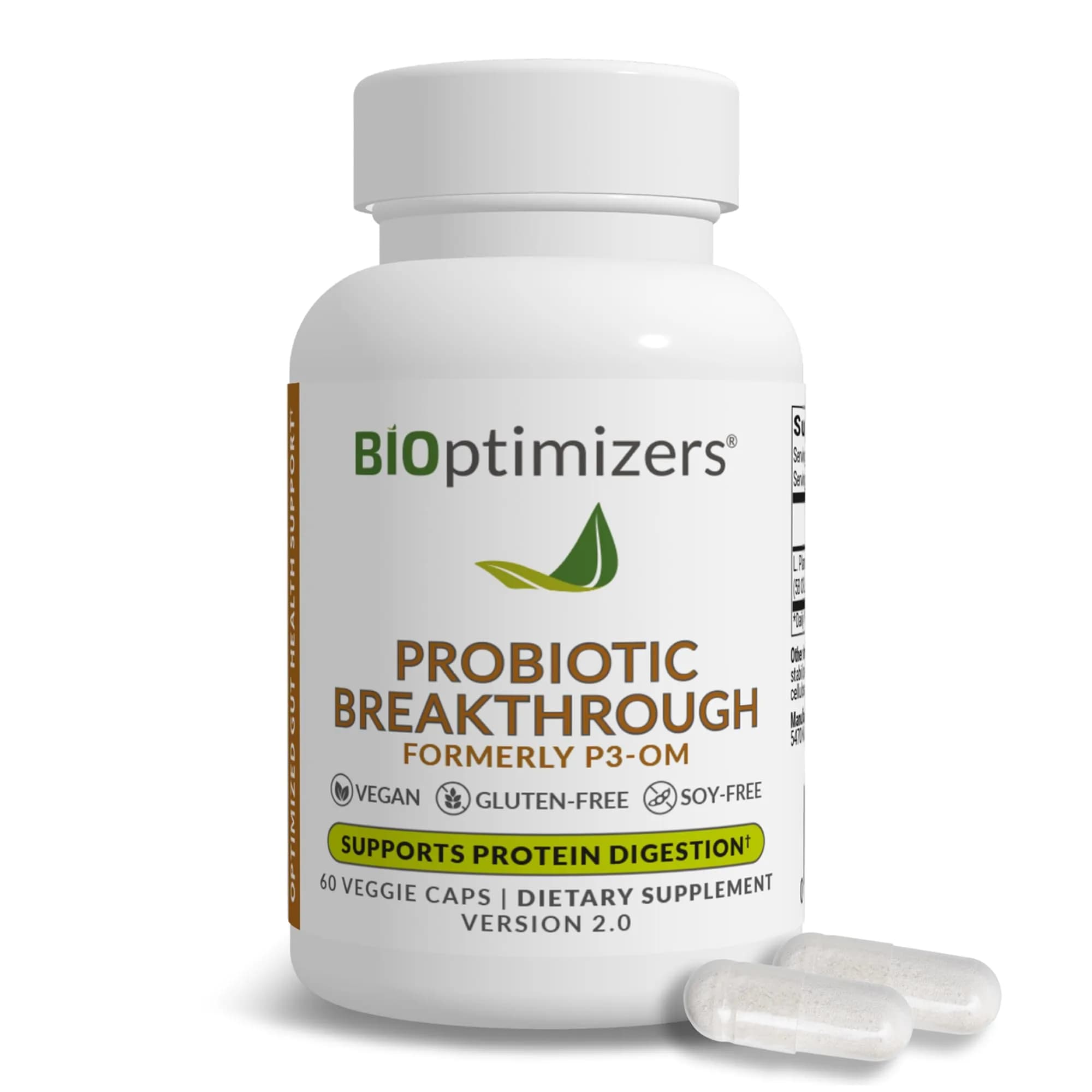 BIOptimizers Probiotic Breakthrough Gut & Digestive Support, 60 Capsules | Supports Gut, Immunity & Brain Balance — Capsule