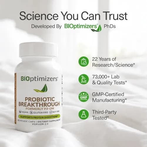 BIOptimizers Probiotic Breakthrough Gut & Digestive Support, 60 Capsules | Supports Gut, Immunity & Brain Balance thumbnail 6