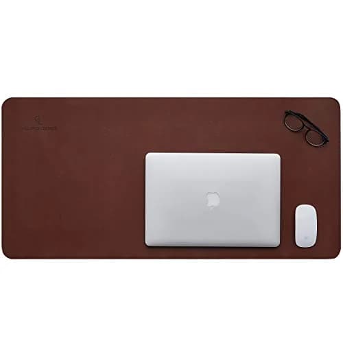 GALLAWAY LEATHER Large Desk Mat 36" x 17" Dark Brown | Elegant PU Leather Office Cover thumbnail 7