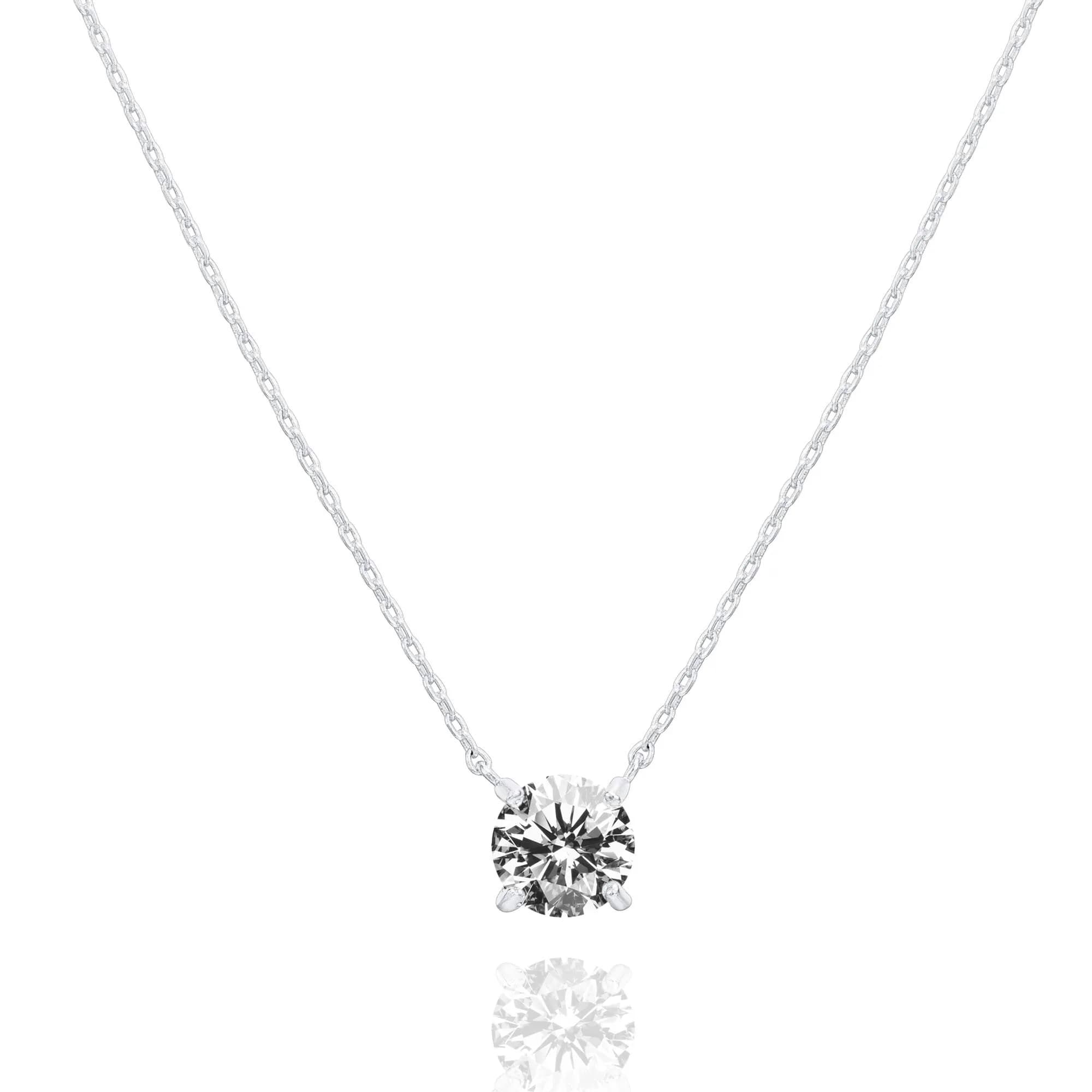 PAVOI 14K Gold Plated Crystal Solitaire Necklace 1.5 Carat | Elegant Gold Pendant for Women