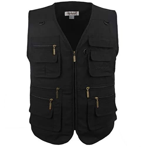 LUSI MADAM Men's Poplin Outdoors Travel Sports Multi-Pockets Work Fishing Vest 2X-Large Black | Utility & Comfort thumbnail 1