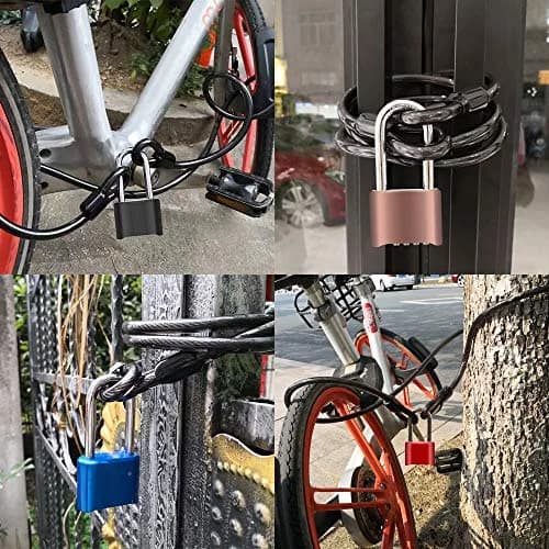 disecu Heavy Duty 4 Digit Combination Lock 2.5 Inch Long Shackle Waterproof Padlock with Steel Cable thumbnail 6