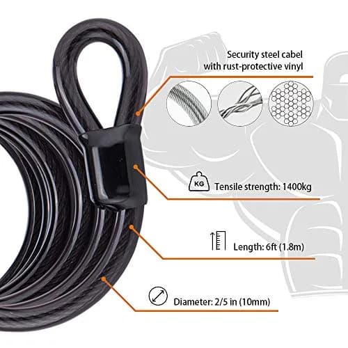 disecu Heavy Duty 4 Digit Combination Lock 2.5 Inch Long Shackle Waterproof Padlock with Steel Cable thumbnail 3
