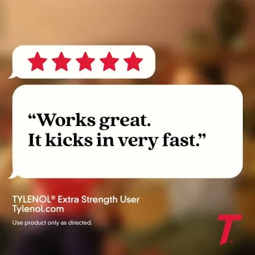 Tylenol Extra Strength 500 mg Acetaminophen Caplets, Pain Reliever & Fever Reducer, 50 Count (Pack of 1) | Pain relief for headache, backache, toothache, arthritis pain thumbnail 6