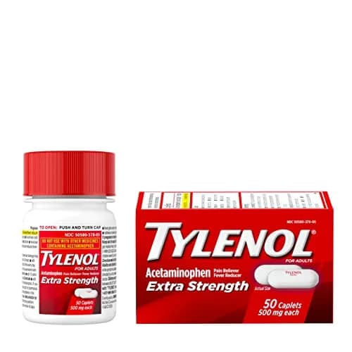Tylenol Extra Strength 500 mg Acetaminophen Caplets, Pain Reliever & Fever Reducer, 50 Count (Pack of 1) | Pain relief for headache, backache, toothache, arthritis pain thumbnail 3
