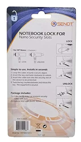Sendt Silver Laptop Security Lock for Nano Slots | Theft Deterrent & Easy Install thumbnail 4