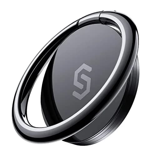 SYNCWIRE Adhesive Phone Ring Holder, Cell Phone Grip, iPhone Ring Stand with Magnetic Car Mount Plate (Black, 1 Pack) thumbnail 1