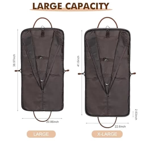 S-ZONE Carry On Garment Bag for Business Travel, Men's Suit Cover with Leather & Canvas, 1.33 KG | Wrinkle-Free Suit Protection thumbnail 3