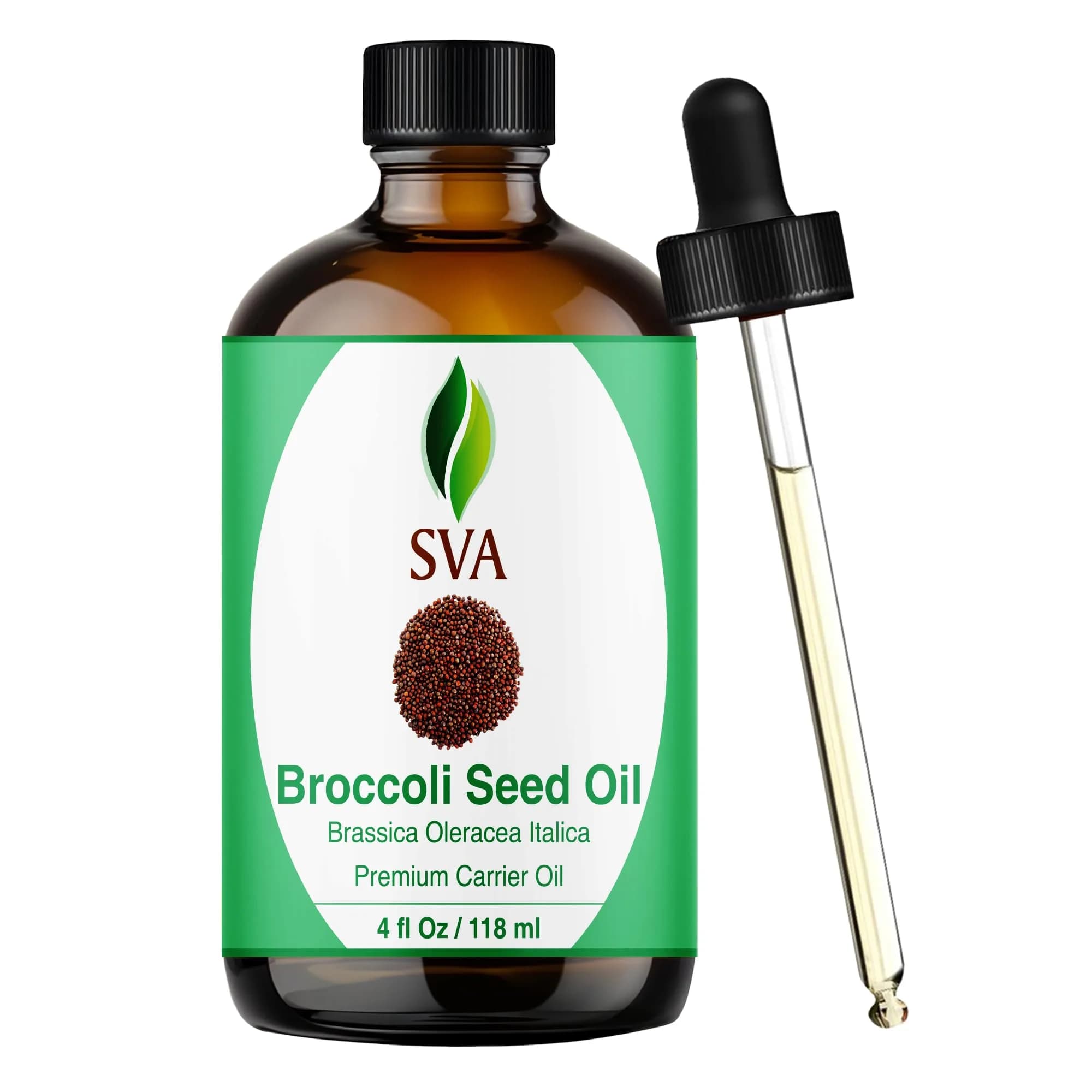 SVA ORGANICS Broccoli Seed Carrier Oil 118ml (4 Fl Oz) | Cold-Pressed for Skin & Hair