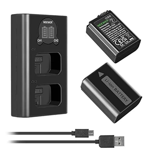 NEEWER Camera Battery Charger Set for Sony NP-FW50 ZV-E10 A7 Series, 2x1100mAh Batteries & Dual USB Charger thumbnail 8