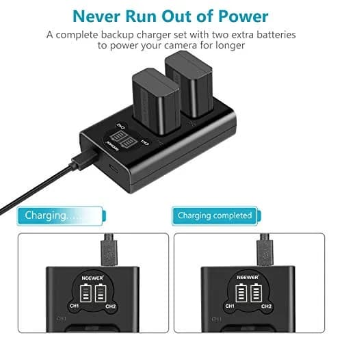NEEWER Camera Battery Charger Set for Sony NP-FW50 ZV-E10 A7 Series, 2x1100mAh Batteries & Dual USB Charger thumbnail 3