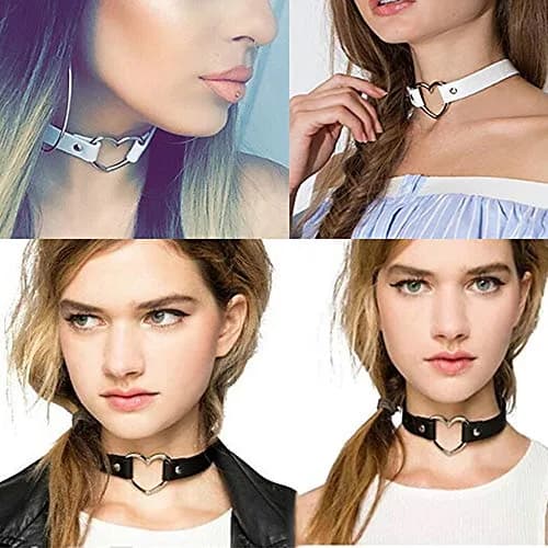 ETHOON Love Heart PU Leather Choker Necklace Collar Chain Black | Adjustable Snap Closure thumbnail 4