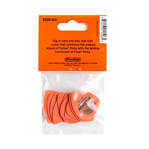 Jim Dunlop Tortex Flow Pick .60MM Orange 12-Pack | Precision Attack & Grip thumbnail 5