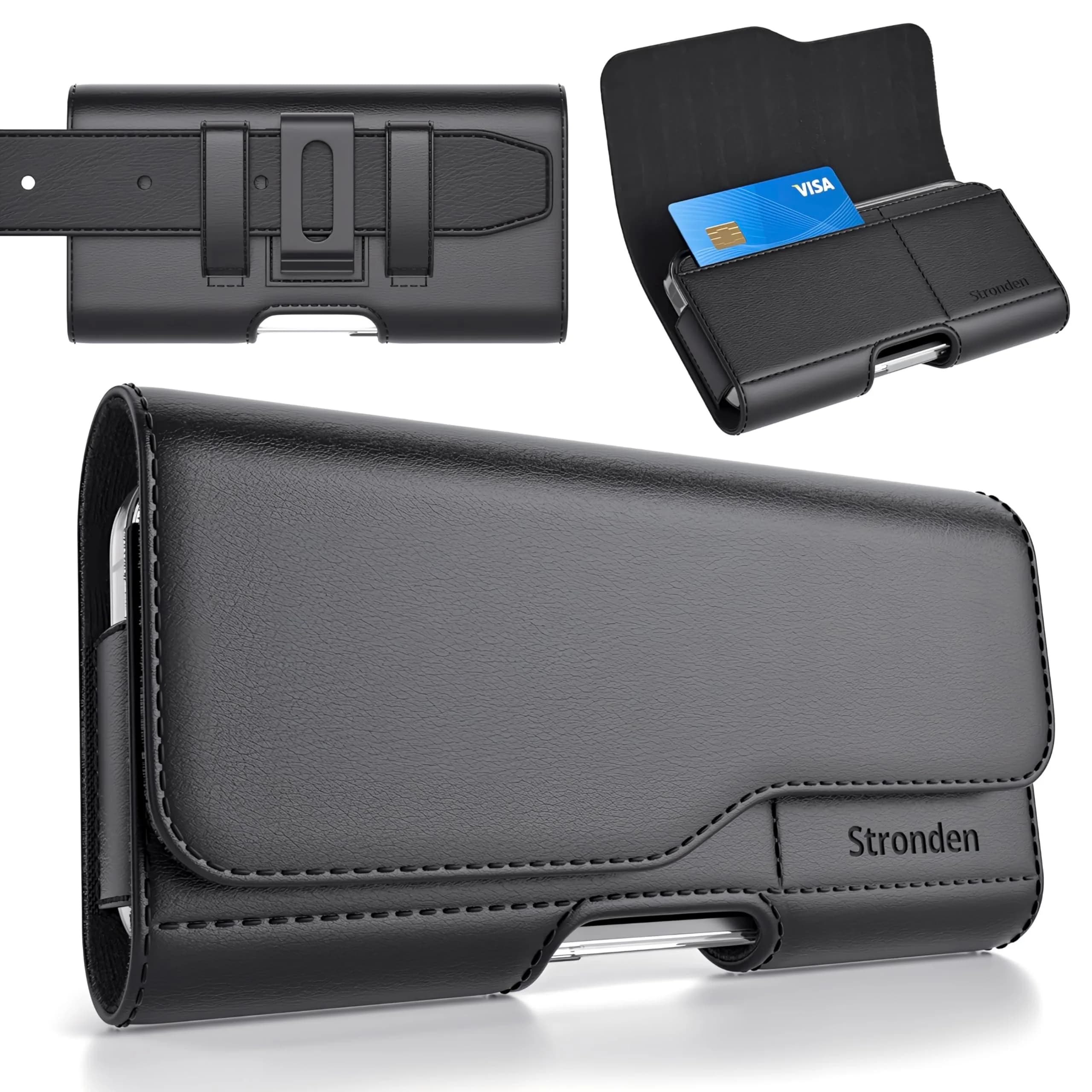 Stronden Leather Holster for iPhone 17 Pro, 17e, 16 Pro, 15 Pro, 14 Pro, 13 Pro, 12 Pro, 11, XR | Secure Magnetic Closure