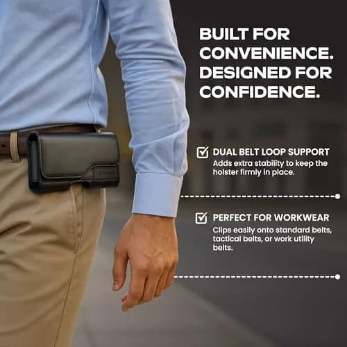Stronden Leather Holster for iPhone 17 Pro, 17e, 16 Pro, 15 Pro, 14 Pro, 13 Pro, 12 Pro, 11, XR | Secure Magnetic Closure thumbnail 4
