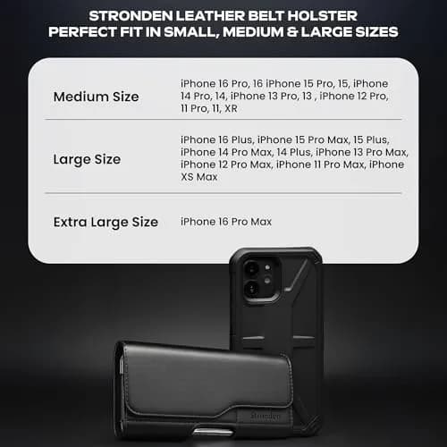 Stronden Leather Holster for iPhone 17 Pro, 17e, 16 Pro, 15 Pro, 14 Pro, 13 Pro, 12 Pro, 11, XR | Secure Magnetic Closure thumbnail 7