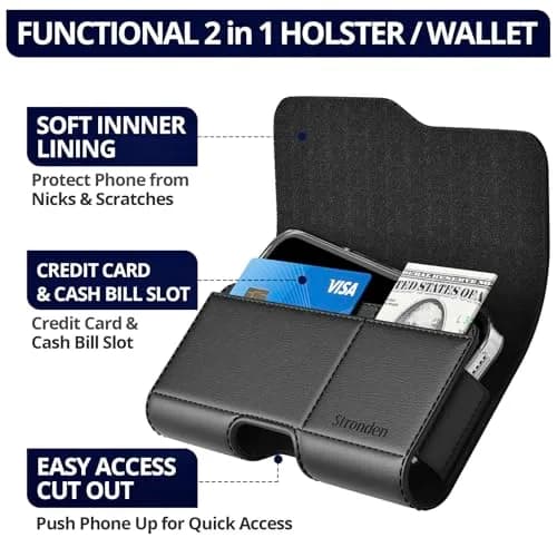 Stronden Leather Holster for iPhone 17 Pro, 17e, 16 Pro, 15 Pro, 14 Pro, 13 Pro, 12 Pro, 11, XR | Secure Magnetic Closure thumbnail 2