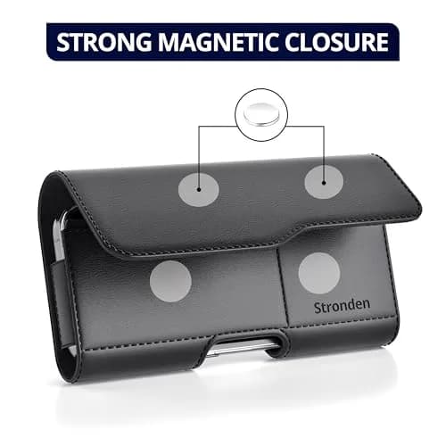 Stronden Leather Holster for iPhone 17 Pro, 17e, 16 Pro, 15 Pro, 14 Pro, 13 Pro, 12 Pro, 11, XR | Secure Magnetic Closure thumbnail 3