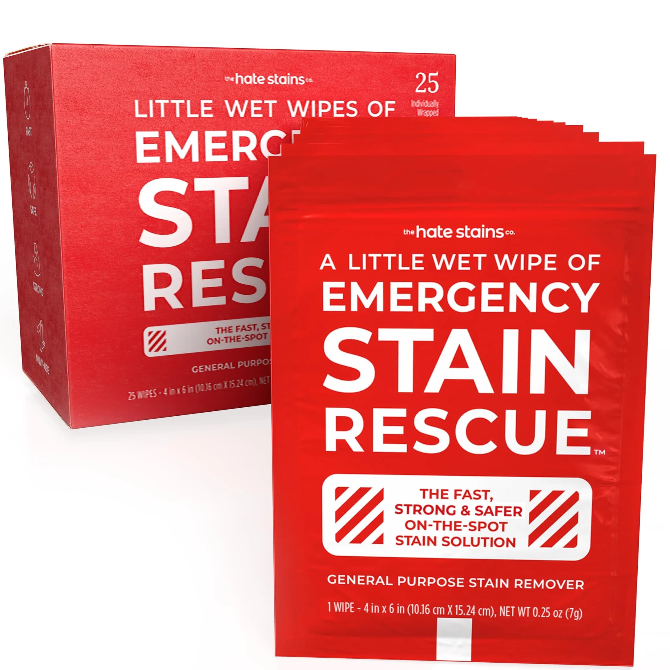 Emergency Stain Rescue Stain Remover Spray 236ml (8 Fl Oz) | Versatile Fabric, Carpet, Upholstery Spot Cleaner — 25 wipes