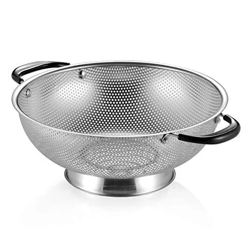 Tiawudi 5-Quart Stainless Steel Colander with Heat Resistant Handles | Easy Grip Micro-Perforated Strainer thumbnail 1