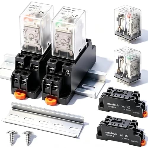mxuteuk 8 Pin DPDT Electromagnetic Power Relay HH52P DC 12V Coil 5A with Socket & DIN Rail Mount (2-Pack) thumbnail 1
