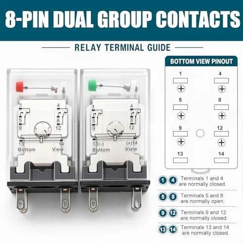mxuteuk HH52P DPDT Electromagnetic Power Relay AC 24V Coil, 5A, 8-Pin, 2-Pack with DIN Rail Mount | Industrial Automation Control thumbnail 5