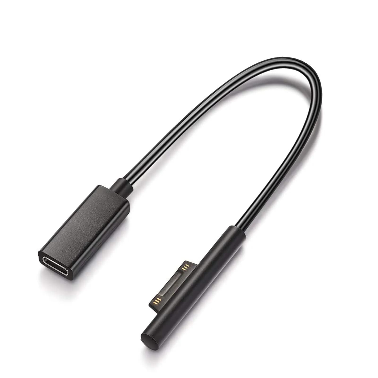 Sisyphy Surface Connect to USB-C Charging Cable 20cm (0.7ft) | Charge Surface Pro with USB-C PD Charger — Black 20cm