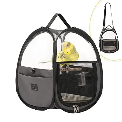 A 4 Pet Bird Carrier for Travel, Clear Windows, Lightweight | Safe & Portable Bird Cage thumbnail 1