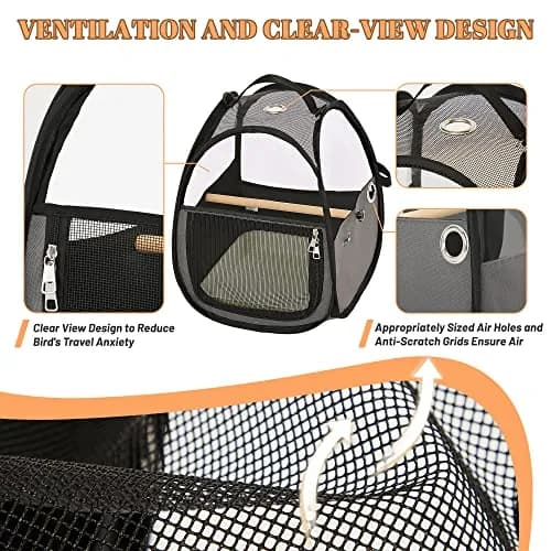 A 4 Pet Bird Carrier for Travel, Clear Windows, Lightweight | Safe & Portable Bird Cage thumbnail 4