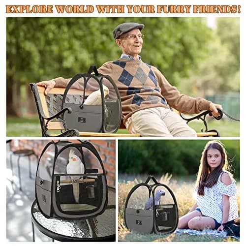 A 4 Pet Bird Carrier for Travel, Clear Windows, Lightweight | Safe & Portable Bird Cage thumbnail 7