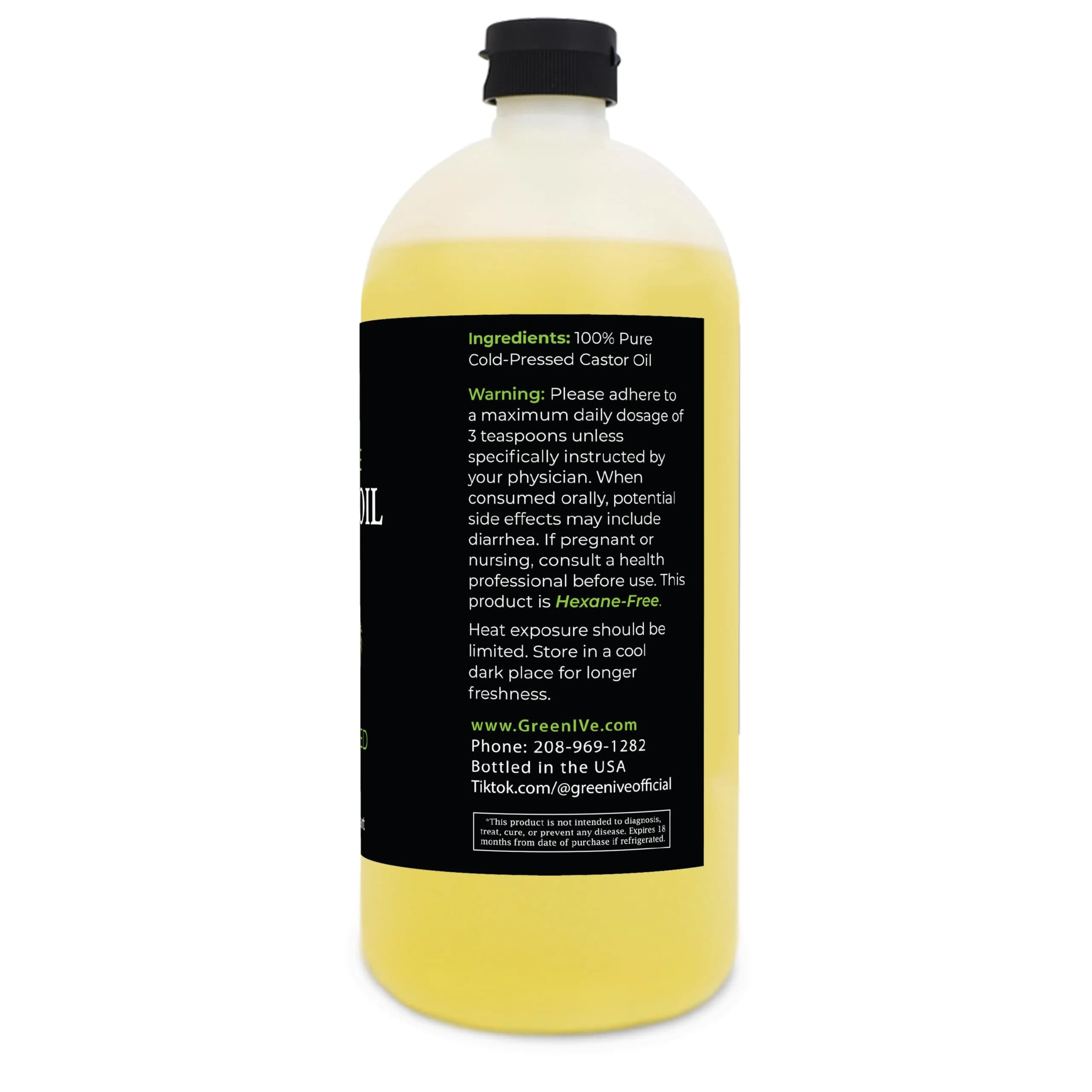 GreenIVe 100% Pure Castor Oil, 32 Fl oz thumbnail 2