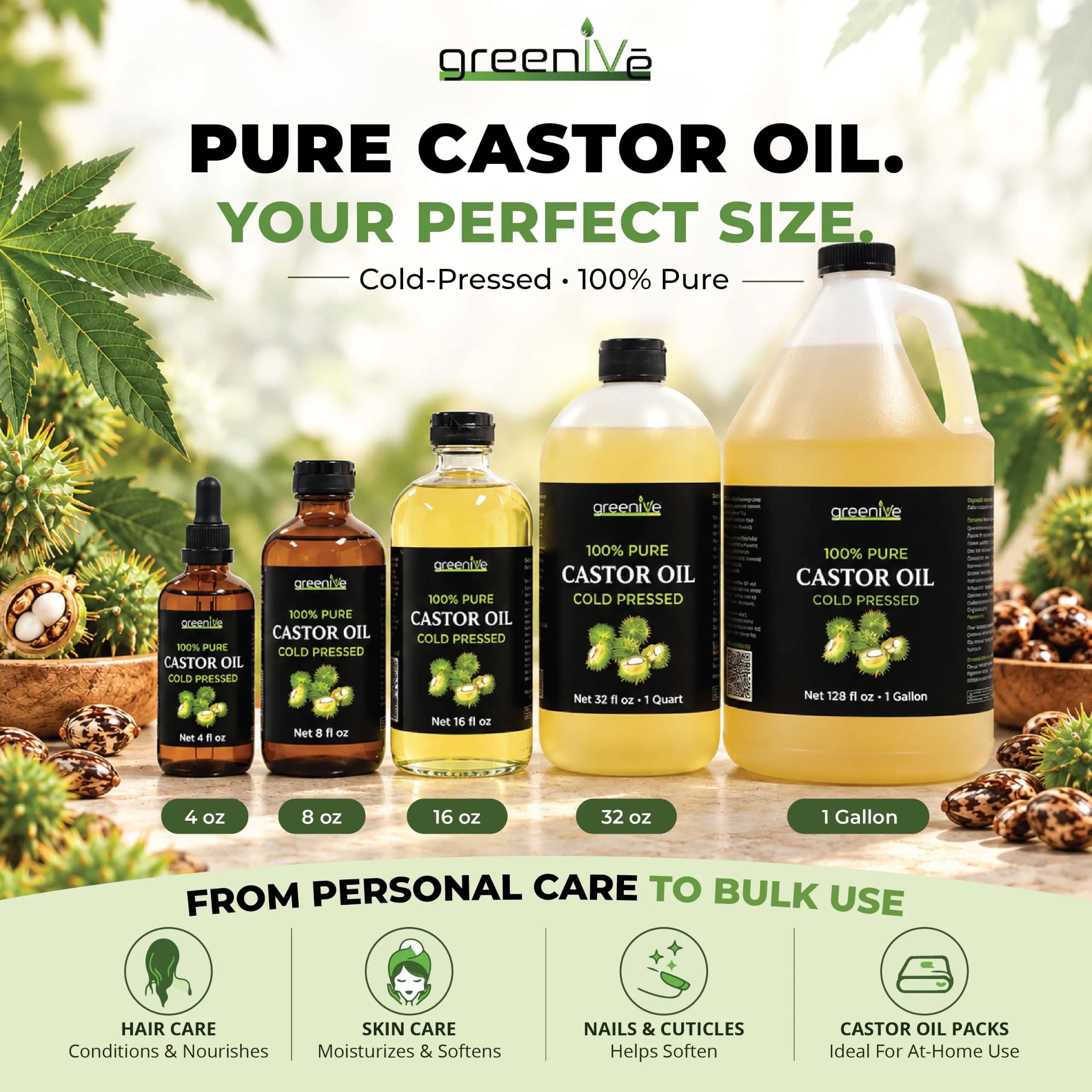GreenIVe 100% Pure Castor Oil, 32 Fl oz thumbnail 4