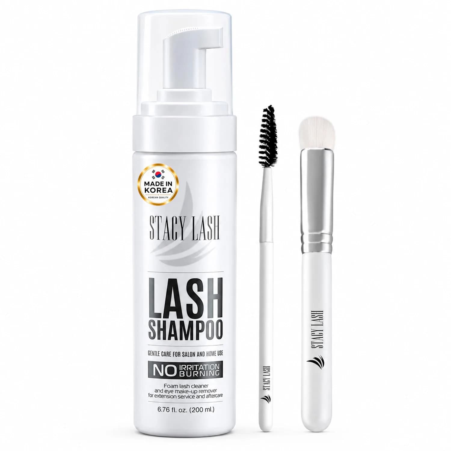 STACY LASH Eyelash Extension Shampoo + Brush 50ml (1.69 fl.oz) | Gentle Foaming Cleanser for Makeup Removal & Lash Aftercare — 6.76 fl oz (200 ml)