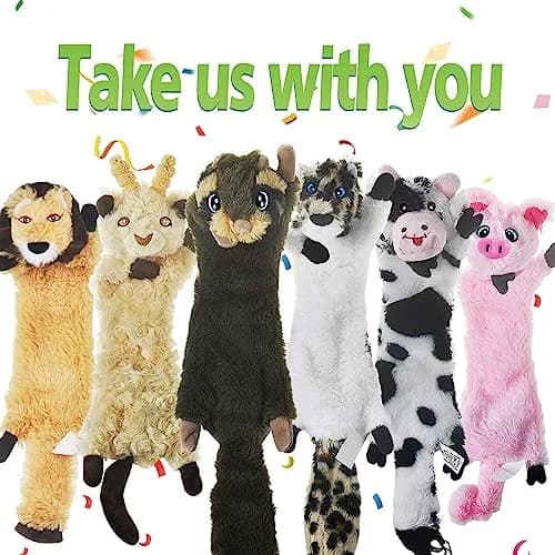 SHARLOVY Dog Squeaky Toy No Stuffing 6 Pack | Crinkle Plush Animal Toys for Puppies thumbnail 7