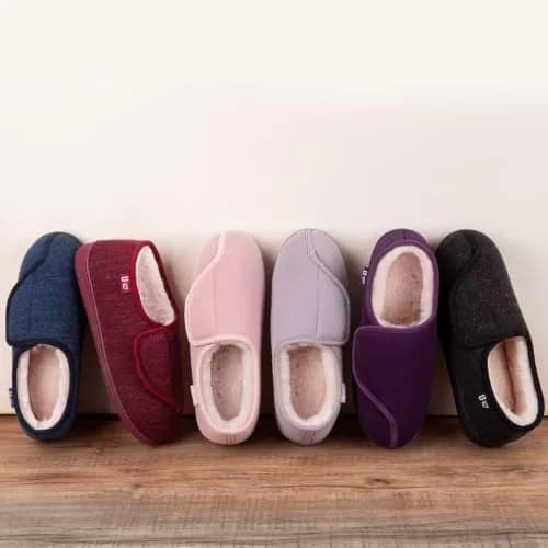 LongBay Women's Adjustable Memory Foam Slippers Black | Wide Fit, Orthopedic Support thumbnail 7