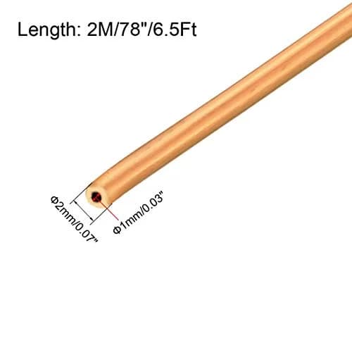 uxcell Copper Refrigeration Tubing 2mm OD x 1.2mm ID x 2m (6.5 Ft) | HVAC & Refrigerator Coil Pipe thumbnail 2