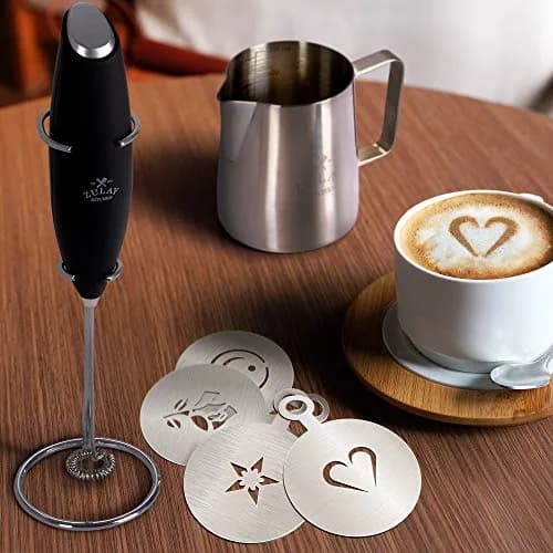 Zulay Kitchen Milk Frother Set – Handheld Coffee Frother with Stand, 350ml, 13,000 RPM, Stainless Steel, Barista Kit thumbnail 5