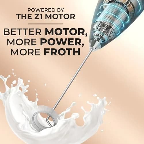 Zulay Kitchen Milk Frother Set – Handheld Coffee Frother with Stand, 350ml, 13,000 RPM, Stainless Steel, Barista Kit thumbnail 3