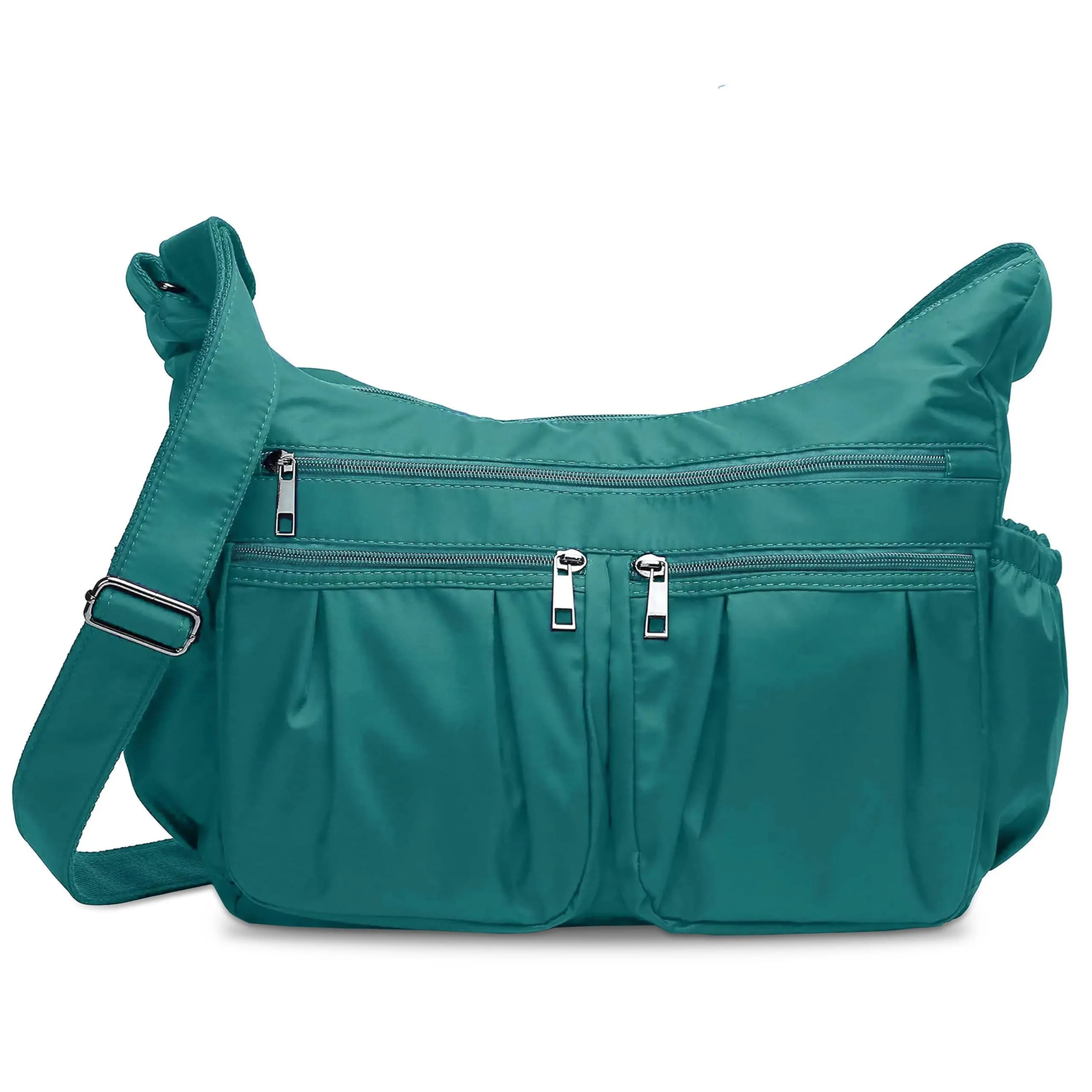 VOLGANIK ROCK Large Crossbody Purse Khaki 25.4cm (10in) | Lightweight Waterproof Nylon Travel Bag for Women — Lake Blue - Large