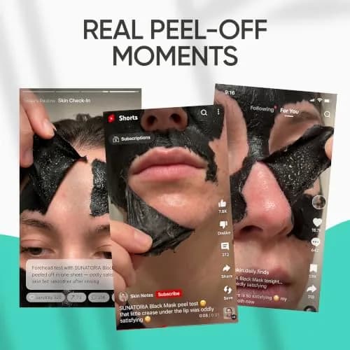 SUNATORIA Original Black Peel Off Face Mask 60ml (2.04 fl oz) | Purifying Charcoal Mask for Oily Skin thumbnail 7