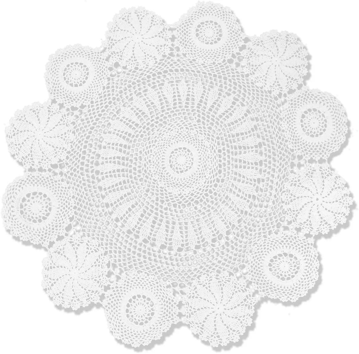Hetao Handmade Crochet Round Tablecloth Doilies Lace Table Covers White 80 cm (31 Inch) | Elegant Lace Design for Dining Tables - main product image
