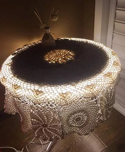 Hetao Handmade Crochet Round Tablecloth Doilies Lace Table Covers White 80 cm (31 Inch) | Elegant Lace Design for Dining Tables thumbnail 6