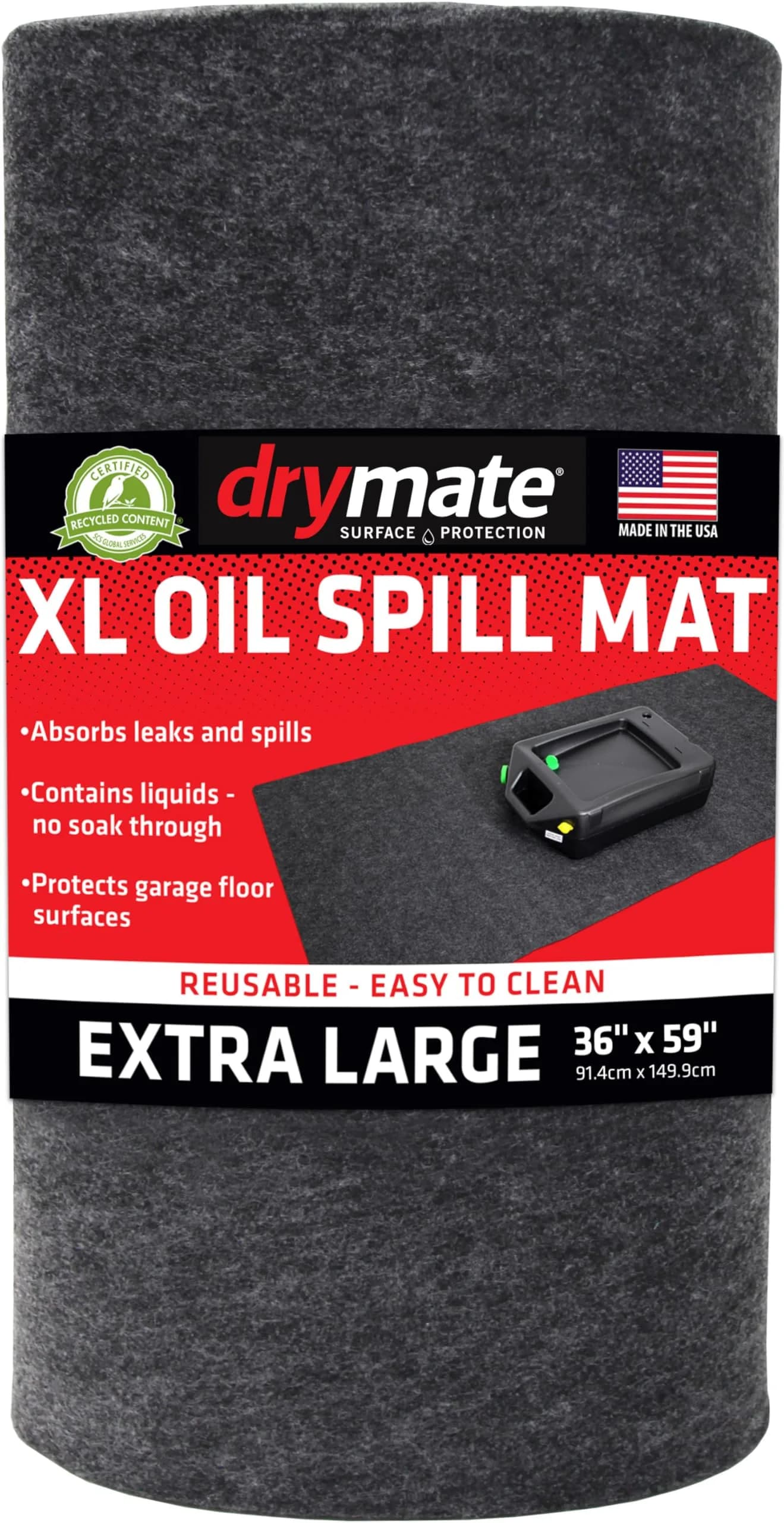 Drymate XL Oil Spill Mat 91cm x 150cm (36" x 59") | Premium Absorbent Garage Floor Protection — Charcoal