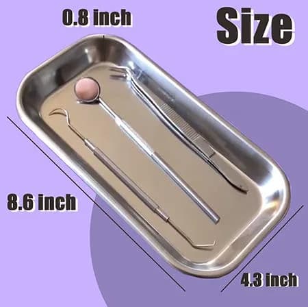 LabAider Stainless Steel Dental Procedure Tray 21.9 cm (8.6") | 3-Pack Flat Type for Medical & Lab Use thumbnail 4