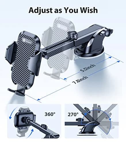 VICSEED 2026 Ultimate Sturdy Car Phone Holder 95+LBS Suction | Universal Long Arm Mount for Car Dashboard & Windshield thumbnail 8